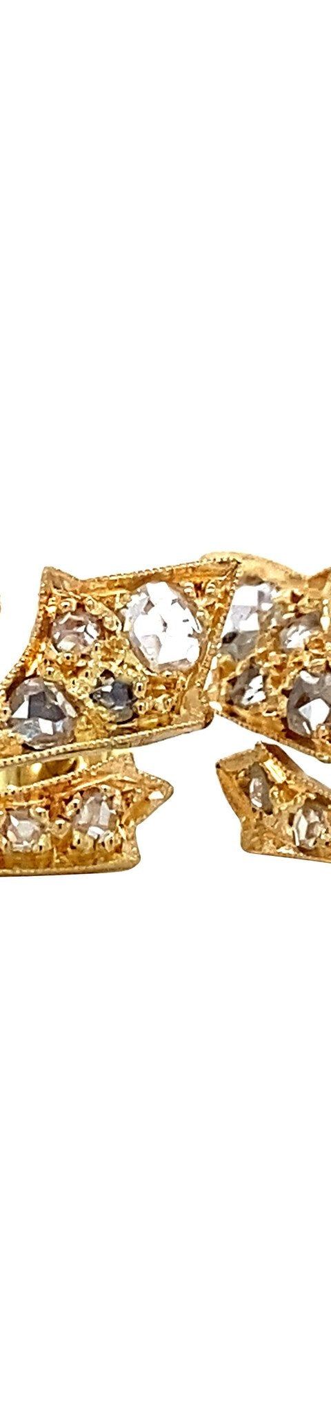 Vintage 14K Gold Stud Earrings with Rose Cut Diamond